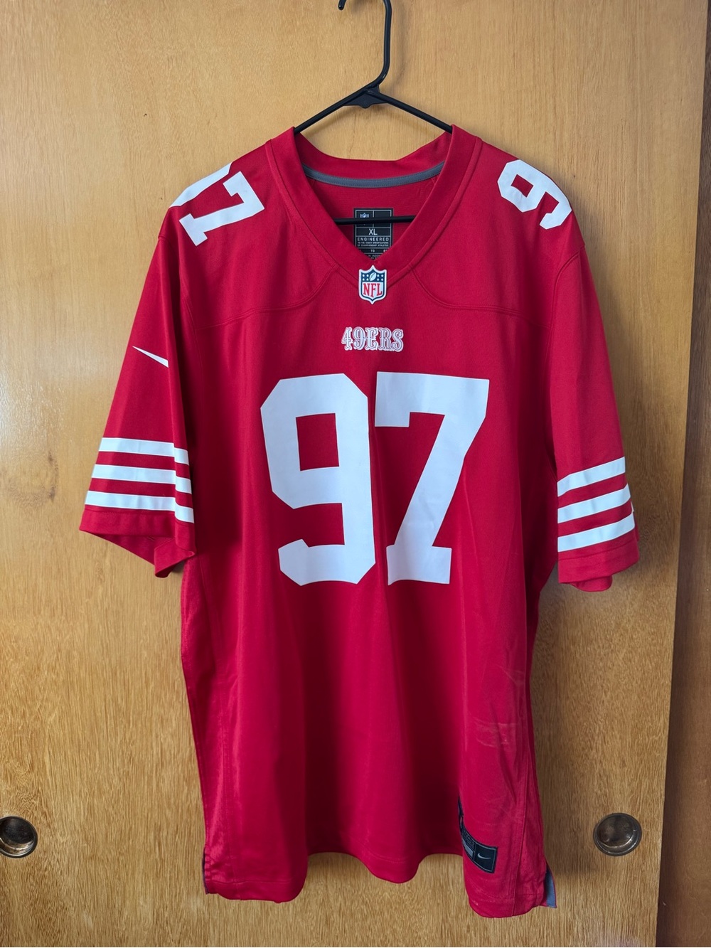 49ers Nick Bosa NFL Red Short-Sleeve Game Jersey with Gray Trim